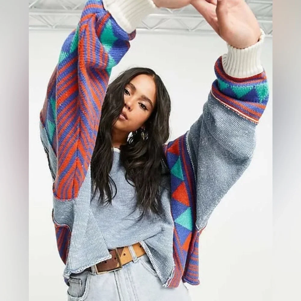 Free People Bermuda combo oversized sweater - Picture 2 of 11